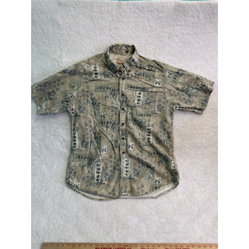 Vintage Woolrich Shirt Men’s XL Green Golf Printed Button Up Pocket Mexico